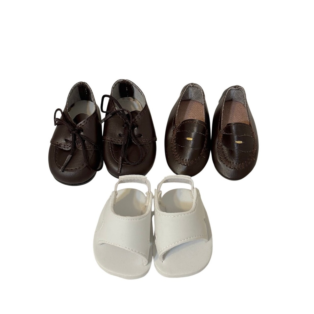 18 Inch Doll Shoes Lot of 3 Lace Up Oxford Slip On Loafers Single Strap Sandals